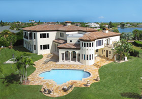 Aerial view of classy home pool